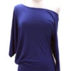 3/4 Sleeve Jersey Off The Shoulder Top, Draped Arm-Blue