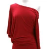 3/4 Sleeve Jersey Off The Shoulder Top, Draped Arm-Red