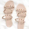 FLASH DEAL: Studded Straps Jelly Flats Sandals-Nude Beige (Size 6, 10)