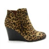 Closed Toe V Cutout Notched Wedge Booties-Leopard Print