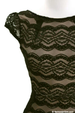 Audrey Hepburn Inspired Cap Sleeve Lace Mini Dress-Black -LumiWear Store audrey lace dr black4