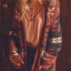 Aztec Tribal Print Soft Cardigan-Brick
