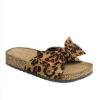 Animal Print Faux Suede Bow Sandals-Leopard Print