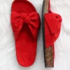 Faux Suede Bow Sandals-Red