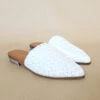 Woven Pointy Toe Closed Toe Flat Mules Slides-White
