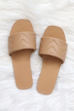 Every Day Quilted Sandal Slides-Taupe