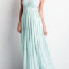 Backless Open Back Crochet Maxi Full Length Bridesmaid Dress-Mint