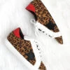 Lace Up Low Top Star Sneakers-Leopard Print