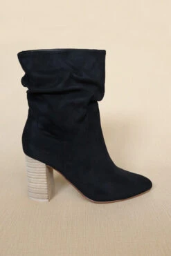 FLASH DEAL: Slouchy Closed Toe Boots With Block Heel-Black (Size 10)