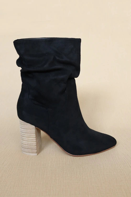 FLASH DEAL: Slouchy Closed Toe Boots With Block Heel-Black (Size 10) 1 FLASH DEAL: Slouchy Closed Toe Boots With Block Heel-Black (Size 10)