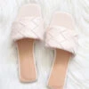Woven Single Band Slides Sandals-Off White Ivory