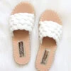 Braided Woven Espadrille Sandals Slides-White