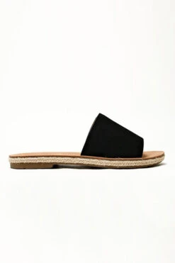 Single Band Espadrille Sole Flat Sandals-Black