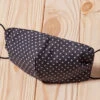 Cotton Washable Face Mask Reusable Cloth Face Covering With Slot For Filter-Black Polka Dot