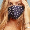 Cotton Washable Face Mask Reusable Cloth Face Covering With Slot For Filter-Navy Blue Daisy Floral Print
