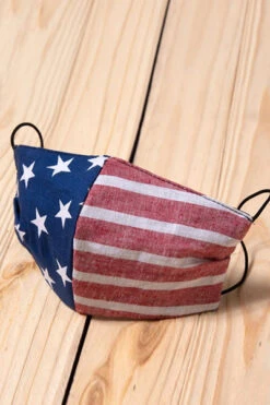 Cotton Washable Face Mask Reusable Cloth Face Covering With Slot For Filter-USA American Flag -LumiWear Store facemask hm1139 flag3