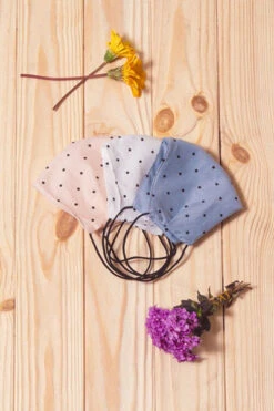 Cotton Washable Face Mask Reusable Cloth Face Covering With Slot For Filter-Black Polka Dot -LumiWear Store facemask hm1139 offwhitedot3 1