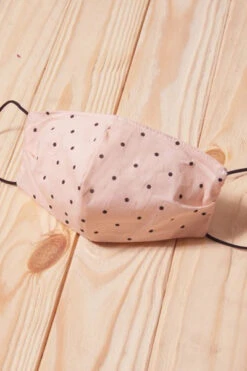Cotton Washable Face Mask Reusable Cloth Face Covering With Slot For Filter-Vintage Peach Polka Dot