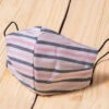 Cotton Washable Face Mask Reusable Cloth Face Covering With Slot For Filter-Pink White & Grey Striped
