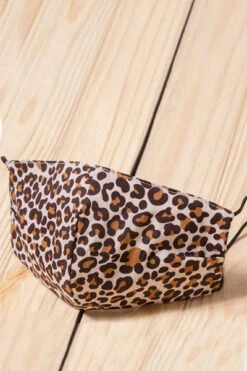 Cotton Washable Face Mask Reusable Cloth Face Covering With Slot For Filter-Leopard Print -LumiWear Store facemask hm1139 taupebigleopard3