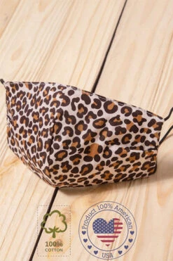 Cotton Washable Face Mask Reusable Cloth Face Covering With Slot For Filter-Leopard Print -LumiWear Store facemask hm1139 taupebigleopard4