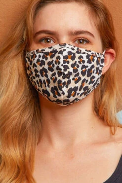 Stretch Cotton Washable Face Mask Reusable Cloth Face Covering With Filter Pocket-Leopard Print