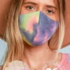 Stretch Cotton Washable Face Mask Reusable Cloth Face Covering With Filter Pocket-Blue Tie Dye