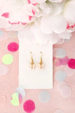 Granola + Barley Butterfly Earrings-White