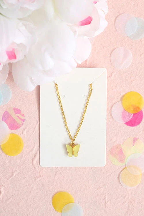 Granola + Barley Butterfly Necklace-Yellow 1 Granola + Barley Butterfly Necklace-Yellow