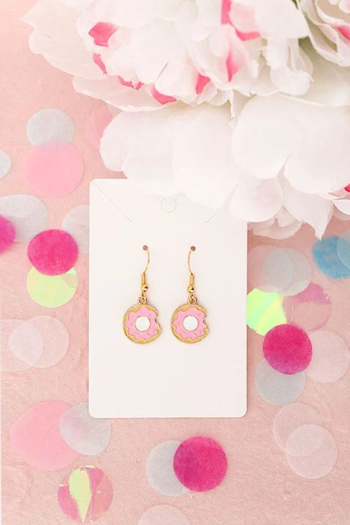 Granola + Barley Donut Earrings-Pink 1 Granola + Barley Donut Earrings-Pink