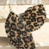 Animal Print Glitter Feather Earrings-Leopard Print