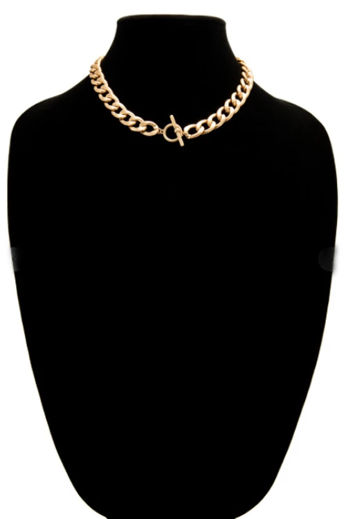 Chunky Chain Link Necklace-Gold 4 Chunky Chain Link Necklace-Gold - Image 4