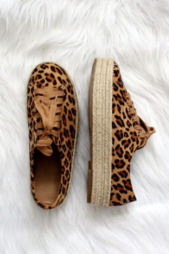 Animal Print Lace Up Espadrille Wedge Sneakers-Leopard Print