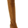 Faux Suede Tall Knee High Boots With Chunky Heels-Tan Brown