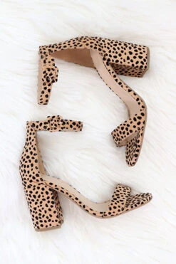Single Band Ankle Strap Shoes Block Heel-Cheeath Leopard Print