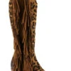 Western Closed Toe Faux Suede Tall Boots With Side Fringe-Leopard Print