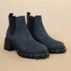 Chelsea Ankle Boots With Lug Sole Chunky Heel-Charcoal Grey
