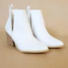 Stacked Heel Low Heel Ankle V-Slit Side Cutout Closed Toe Booties -Snake White