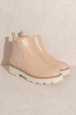 FLASH DEAL: Chelsea Ankle Boots With Lug Sole-Nude Beige