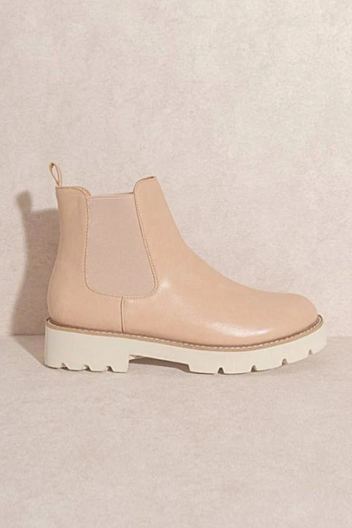 FLASH DEAL: Chelsea Ankle Boots With Lug Sole-Nude Beige 2 FLASH DEAL: Chelsea Ankle Boots With Lug Sole-Nude Beige - Image 2