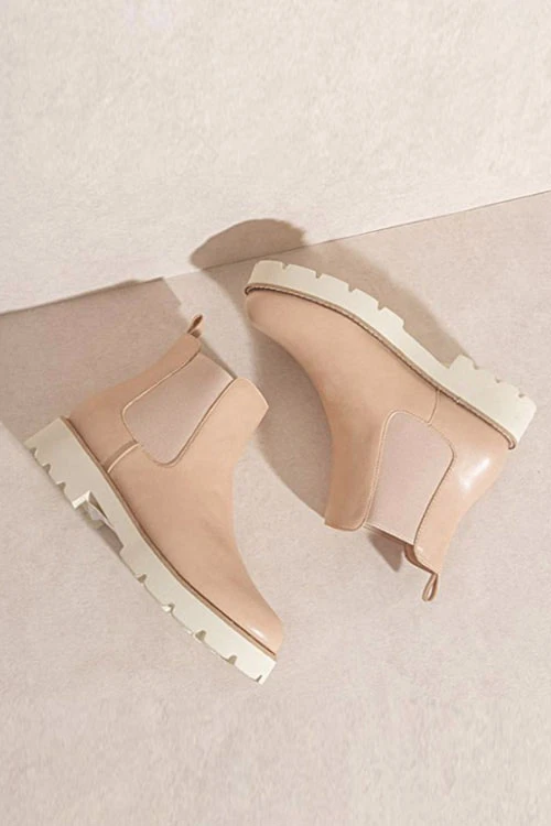 FLASH DEAL: Chelsea Ankle Boots With Lug Sole-Nude Beige 3 FLASH DEAL: Chelsea Ankle Boots With Lug Sole-Nude Beige - Image 3