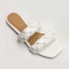Braided Two Strap Woven Sandals Slides-White