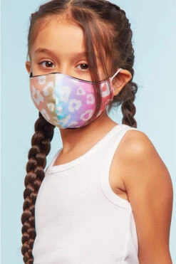 Kids Stretch Cotton Washable Face Mask Reusable Cloth Face Covering With Filter Slot-Multicolor Leopard Print