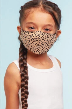 Kids Stretch Cotton Washable Face Mask Reusable Cloth Face Covering With Filter Slot-Cheetah Leopard Print