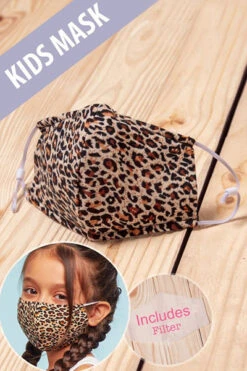 Kids Cotton Washable Face Mask Reusable Cloth Face Covering With Slot For Filter-Cheetah Print