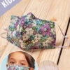 Kids Cotton Washable Face Mask Reusable Cloth Face Covering With Slot For Filter-Purple Floral Print