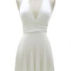 Marilyn Monroe Pleated Low Cut Halter Cocktail Dress-White