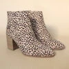 Closed Toe Ankle Booties With Wooden Block Heel-Leopard Print