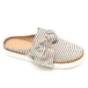 Open Back Pin Strip Bow Casual Slip On Flat Sneakers Shoes-Light Grey & White