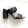 Chunky Braided Woven Heels-Black